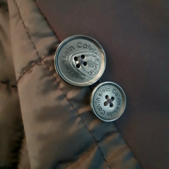 Calvin Klein SZ 42R Black Quilted Lined Men's Nylon Medium Length Overcoat - Picture 9 of 16